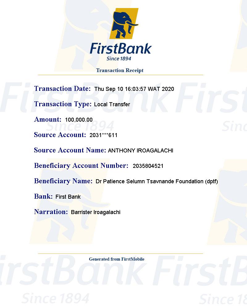 first donation receipt